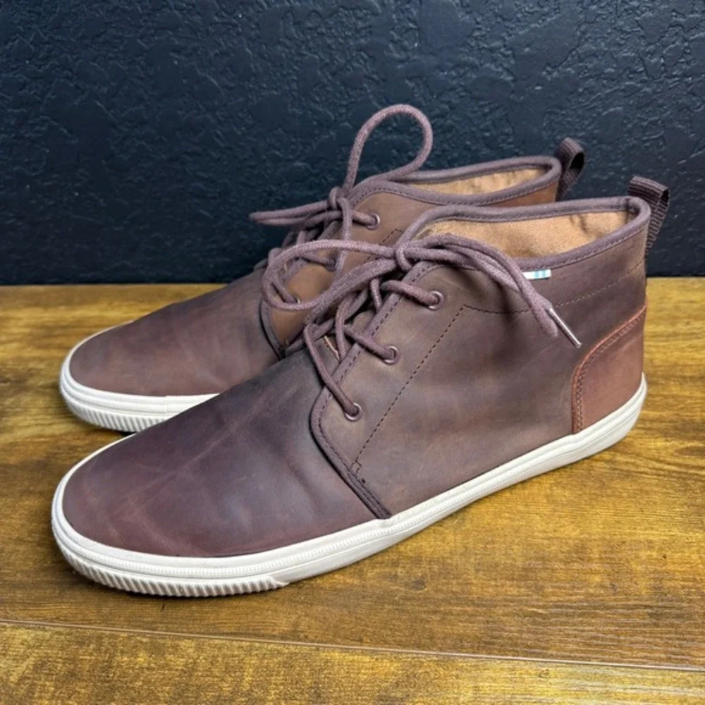 TOMS Paseo Brown Leather Chukka Mid Top Boot Mens‎ 12